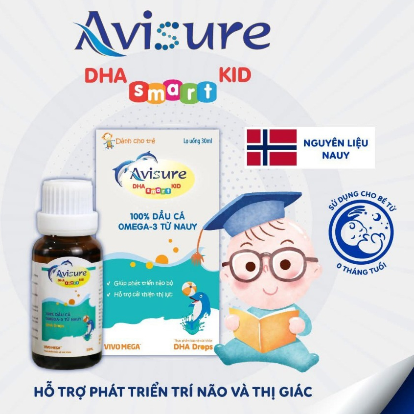 [ Tích Điểm + Tặng tem tích điểm ]  - Avisure DHA smart kid DHA tinh khiết cho trẻ dạng nhỏ giọt  hà
