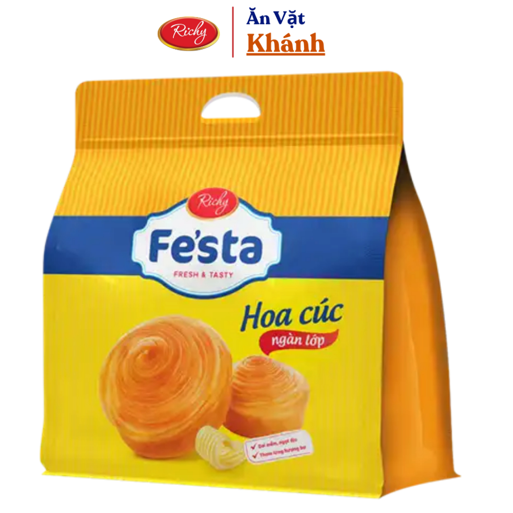 Bánh mì hoa cúc ngàn lớp Festa Richy túi 4 bánh (120g) - HÀNG CHÍNH HÃNG
