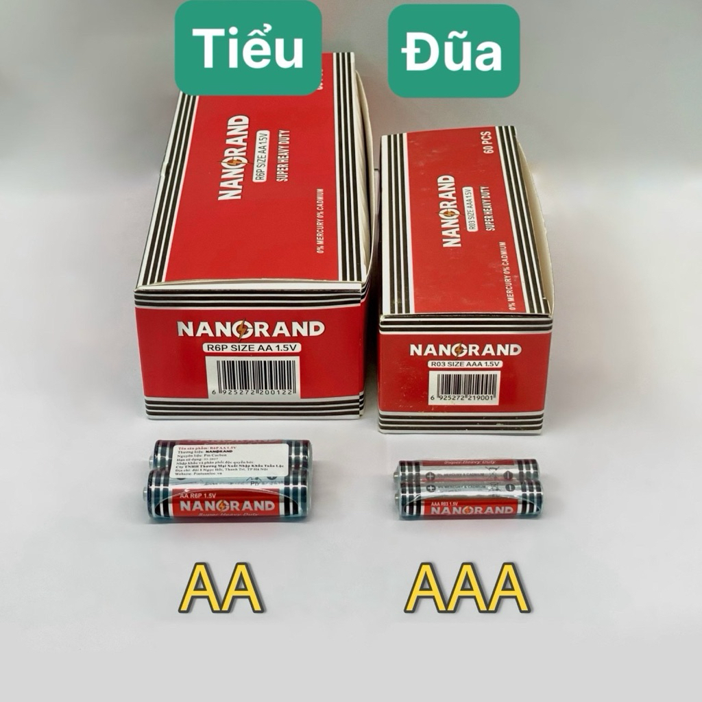 Pin tiểu, pin đũa cabon Nanorand 1,5V AA, AAA