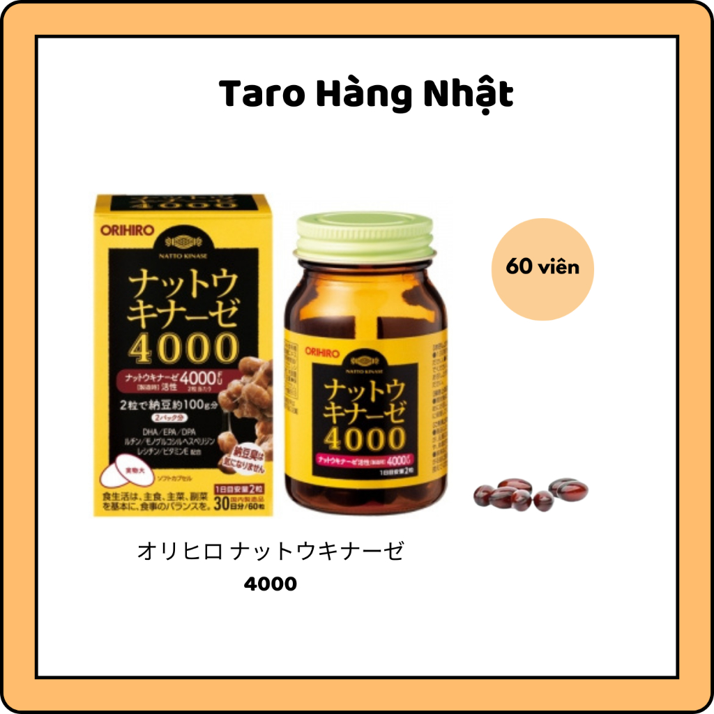Viên uống đột quỵ Nattokinase 4000fu Nhật Bản 60 viên