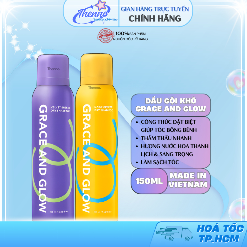 Dầu Gội Khô Phồng Tóc Kiềm Dầu Lâu Bết Grace And Glow Velvet Opium/Daisy Breeze 150ml