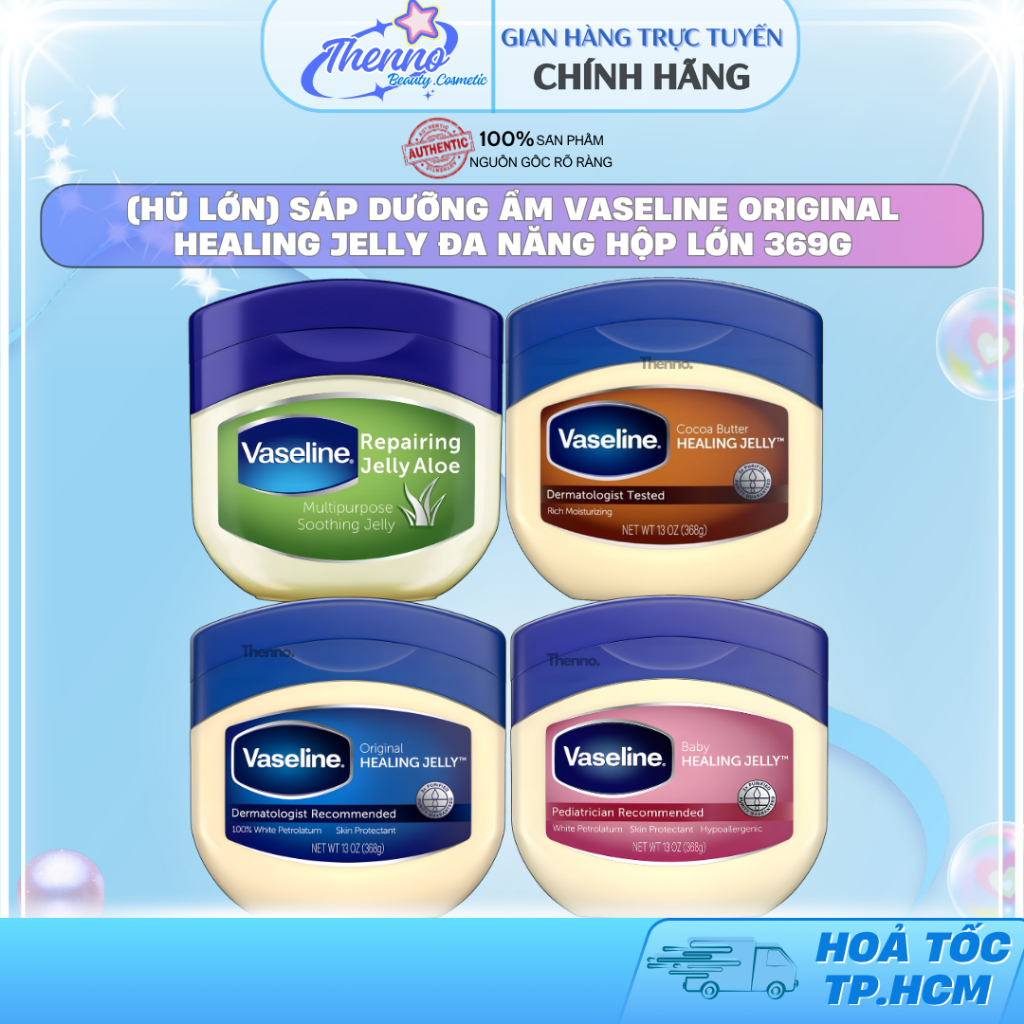 (Hũ Lớn) Sáp Dưỡng Ẩm Vaseline Original Healing Jelly Đa Năng Hộp Lớn 369g