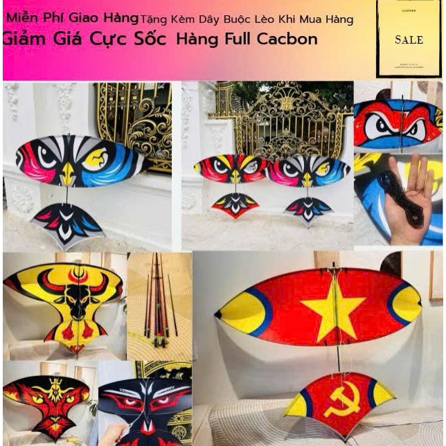 Diều Sáo 1m5 Đủ Các Mẫu Hot .Diều Pull Cacbon 1m5 Lắp Nghép Có Sẵn Dây Lèo