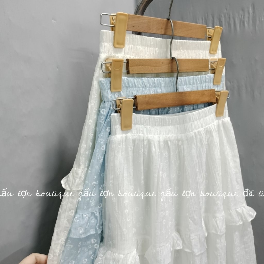 chân váy midi xoè tầng hoa nhí chất tơ phong cách hàn quốc | BigBuy360 - bigbuy360.vn