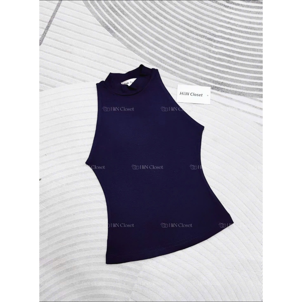 Áo ba lỗ trơn cổ cao 3cm chất liệu zip co giãn mềm mịn - fom ôm body cực tôn dáng HiiNCloset -161 | BigBuy360 - bigbuy360.vn