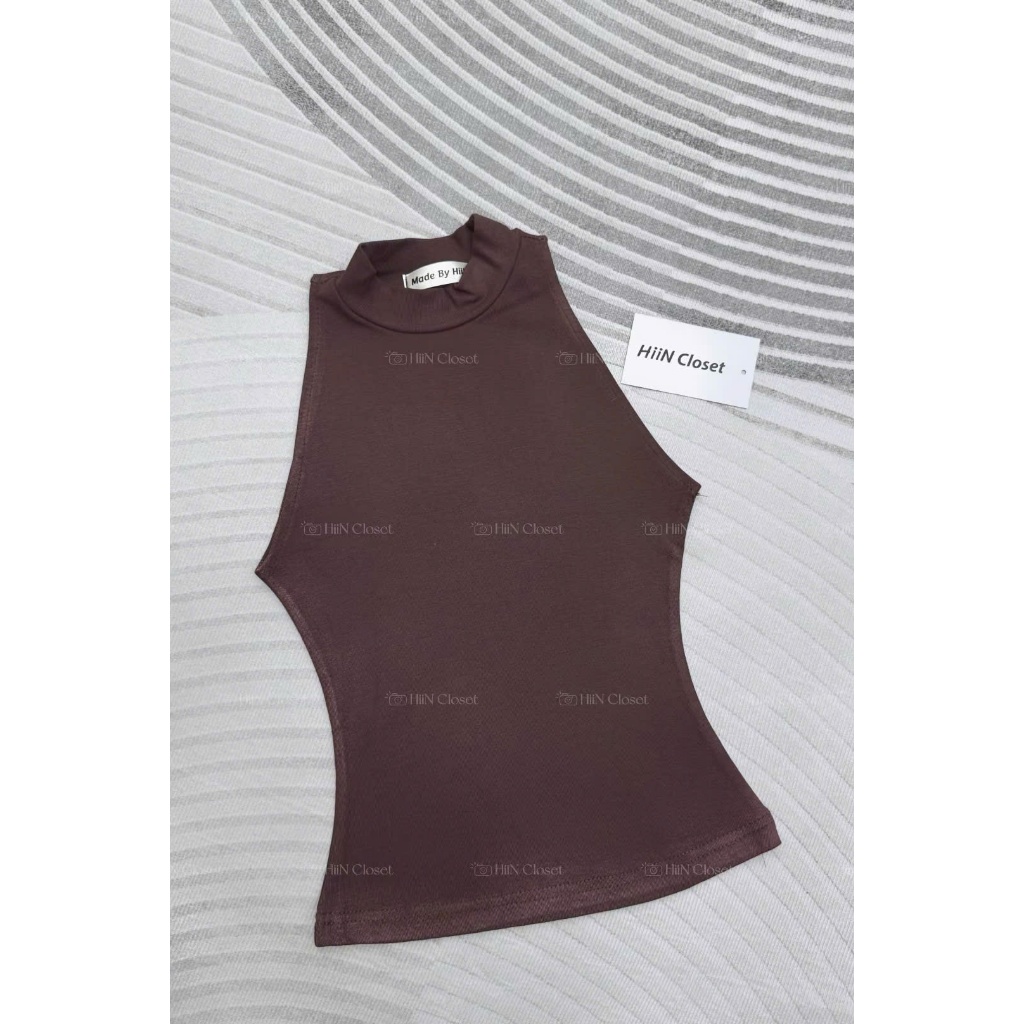 Áo ba lỗ trơn cổ cao 3cm chất liệu zip co giãn mềm mịn - fom ôm body cực tôn dáng HiiNCloset -161 | BigBuy360 - bigbuy360.vn