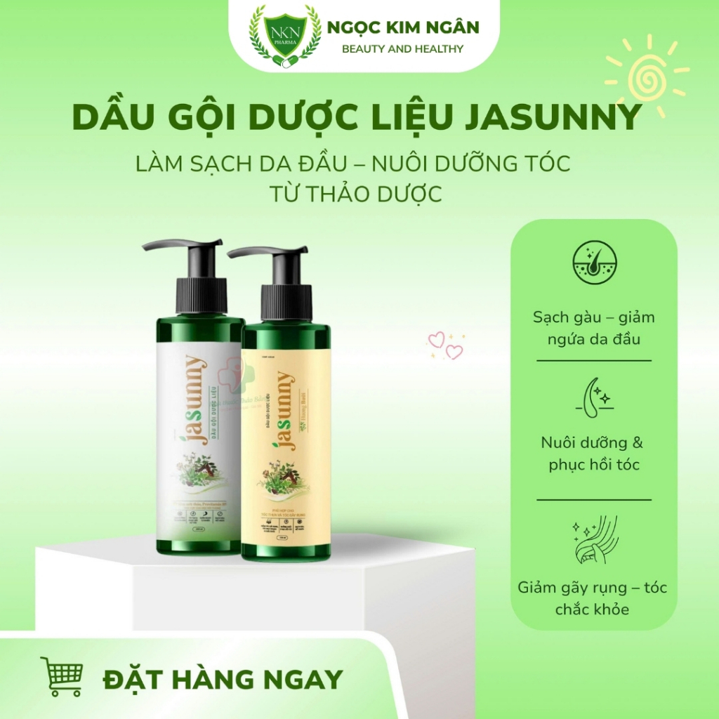 Jasunny Dầu gội dược liệu Jasunny Dầu Gội Thảo Dược, giúp sạch gàu, mát da đầu, phục hồi tóc hư tổn 
