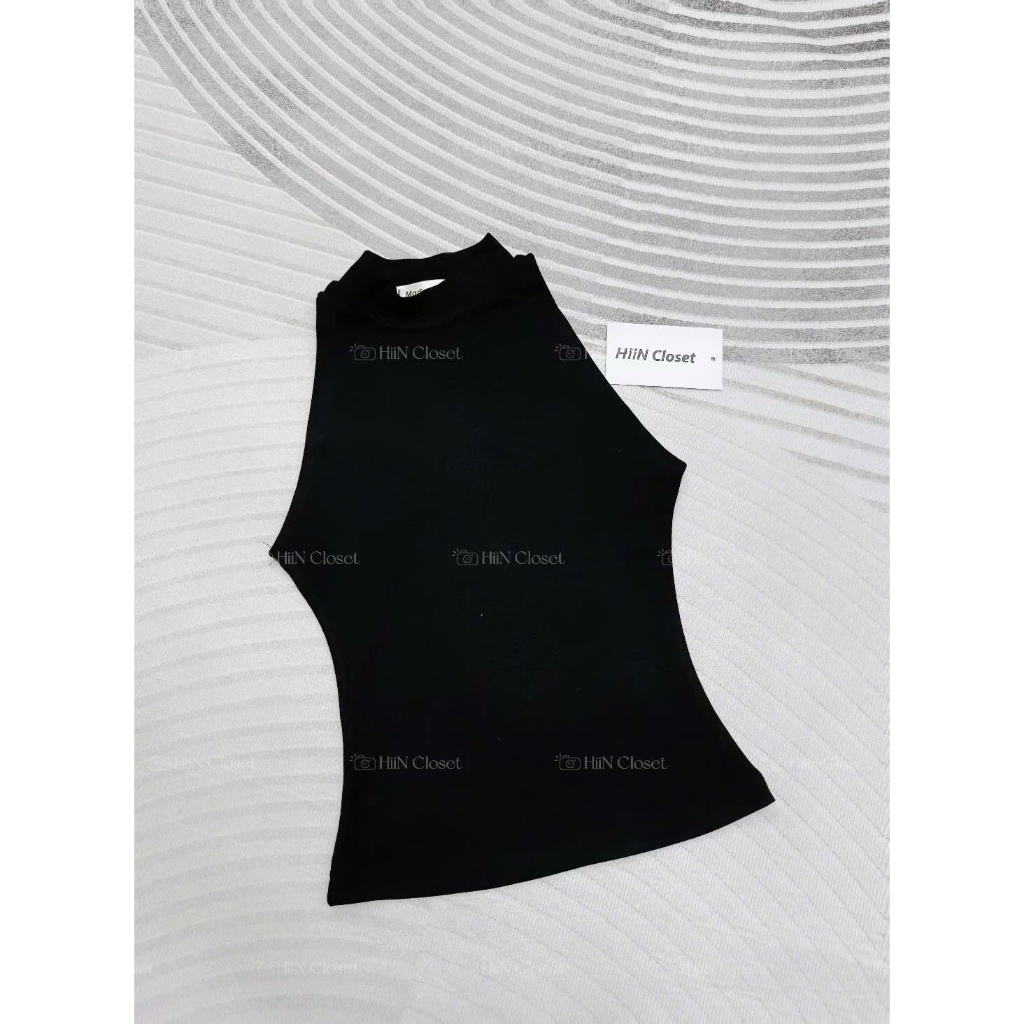 Áo ba lỗ trơn cổ cao 3cm chất liệu zip co giãn mềm mịn - fom ôm body cực tôn dáng HiiNCloset -161 | BigBuy360 - bigbuy360.vn