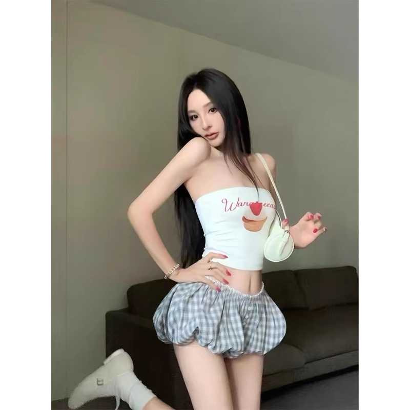 [BST Biển] Quần Bí Phồng Kẻ Caro Cạp Trễ Phối Ren Lưng Chun Co Dãn Thoải Mái, Quần Siêu Ngắn Cho Mùa Hè Đi Biển | BigBuy360 - bigbuy360.vn