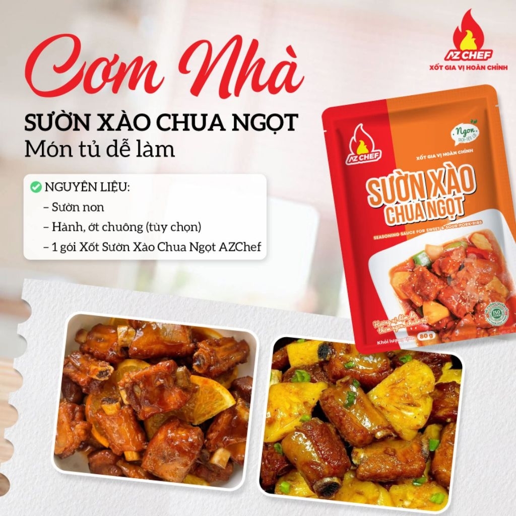 Xốt gia vị hoàn chỉnh Sườn Xào Chua Ngọt- AZ Chef 80gram