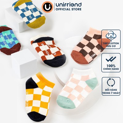Set 3 đôi tất trẻ em vải cotton spandex mềm mại co giãn tốt và chống trượt Unifriend Hàn Quốc U700B, Size 3-14 tuổi