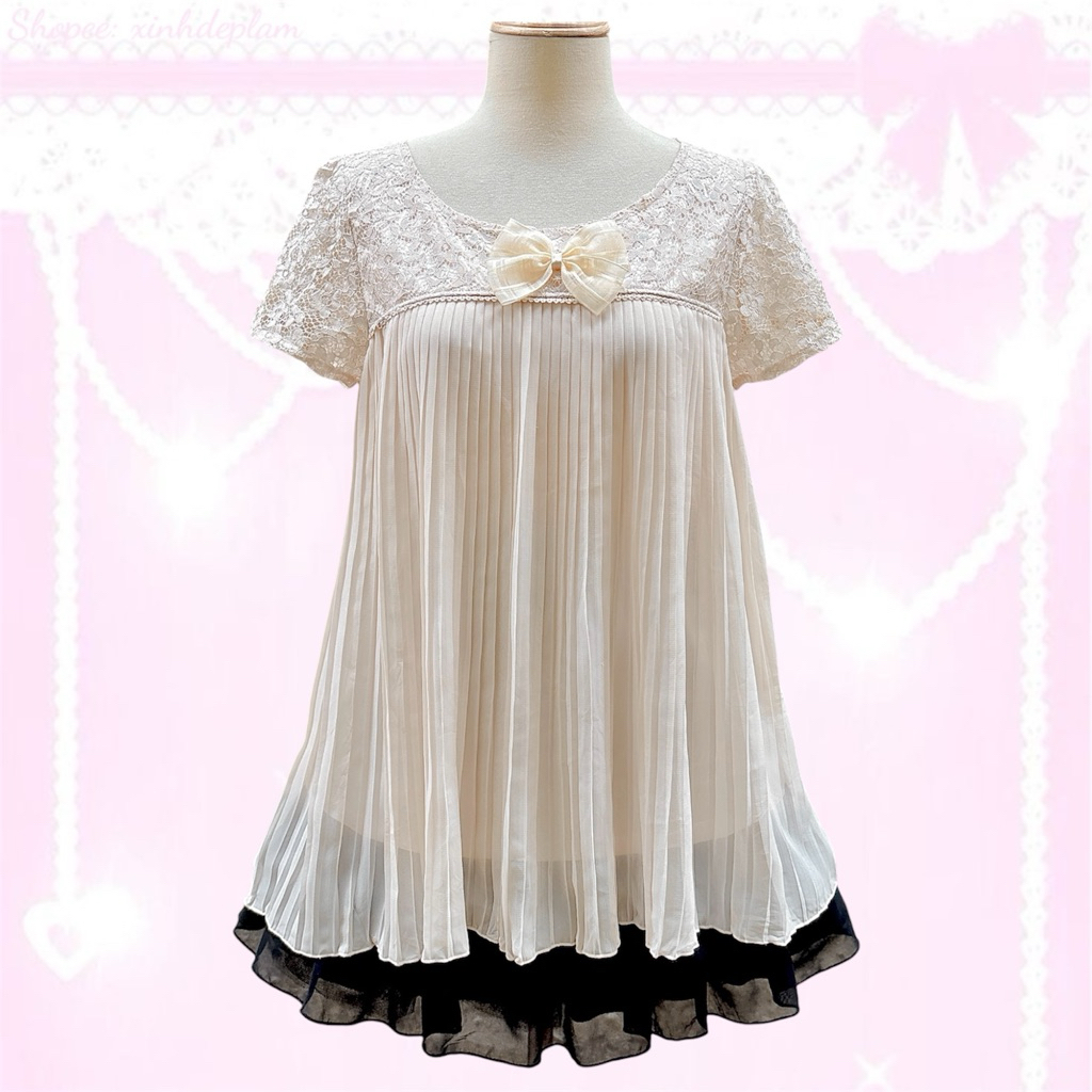 (22/4/26) CREAM COQUETTE - Áo/Đầm Coquette, Lolita, Dollette, Shoujo tông màu kem, chấm bi, nữ tính,