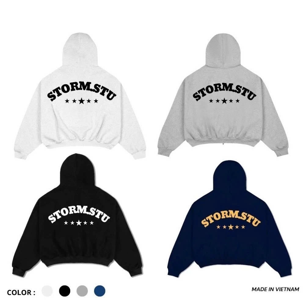 Áo khoác có mũ Hoodie Zip STORM.STU nam nữ unisex chất nỉ bông cao cấp hót hít