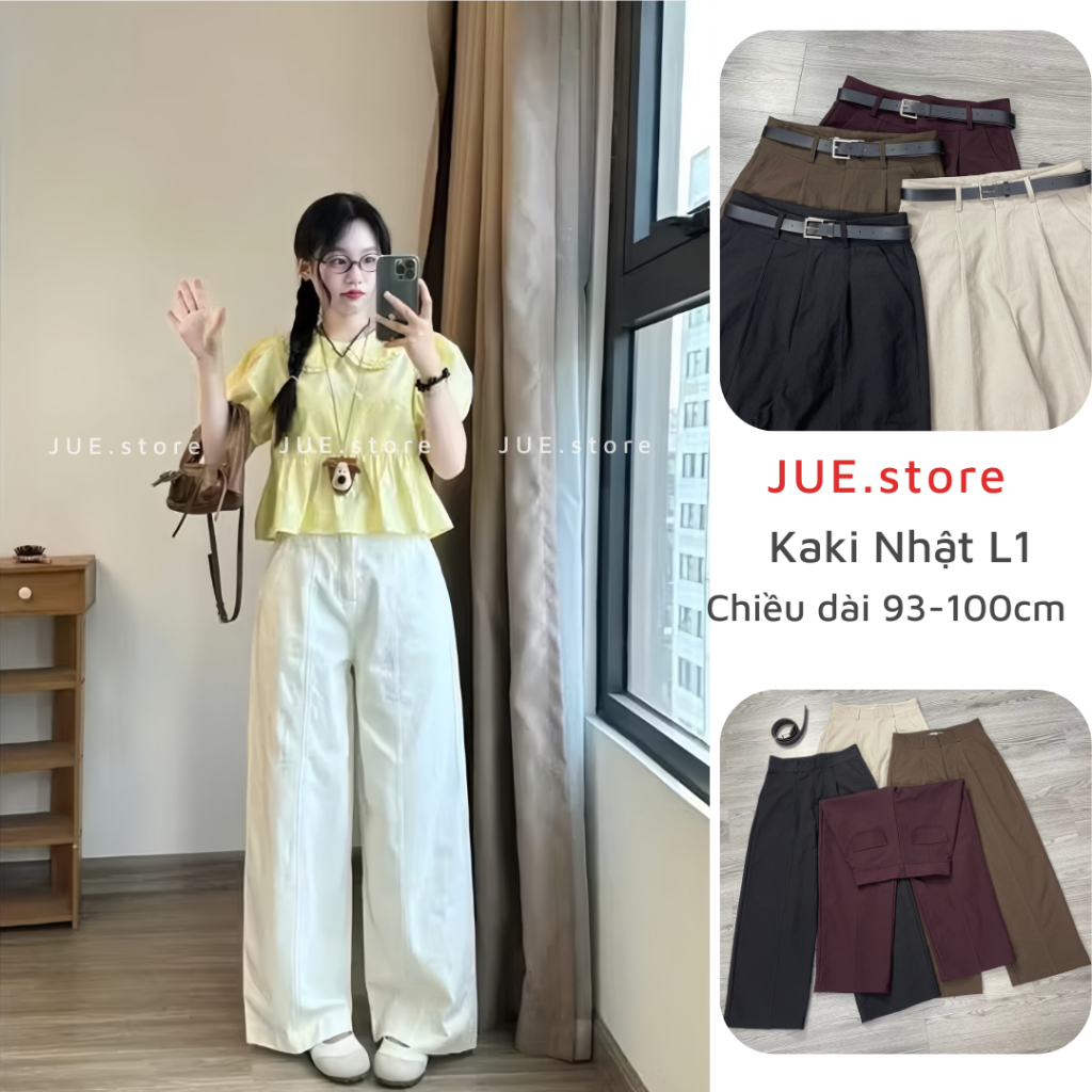 Quần Suông Kaki Nhật Ống, Rộng Cạp Cao, Chất Kaki Nhật L1, Có Bản Nấm