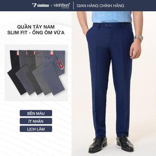 Quần Âu Nam Trơn Dáng Trẻ 4963 Slim Fit Vĩnh Tiến Chất Liệu Cao Cấp Mềm Mịn Thoáng Khí Tôn Dáng - GTB 589