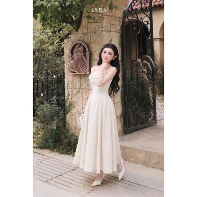 LYRA - Váy 2 Dây Maxi Đính Hoa 3D Dáng Xòe, Đầm Thiết Kế Đi Tiệc Style Tiểu Thư Nhẹ Nhàng VSYVD0191