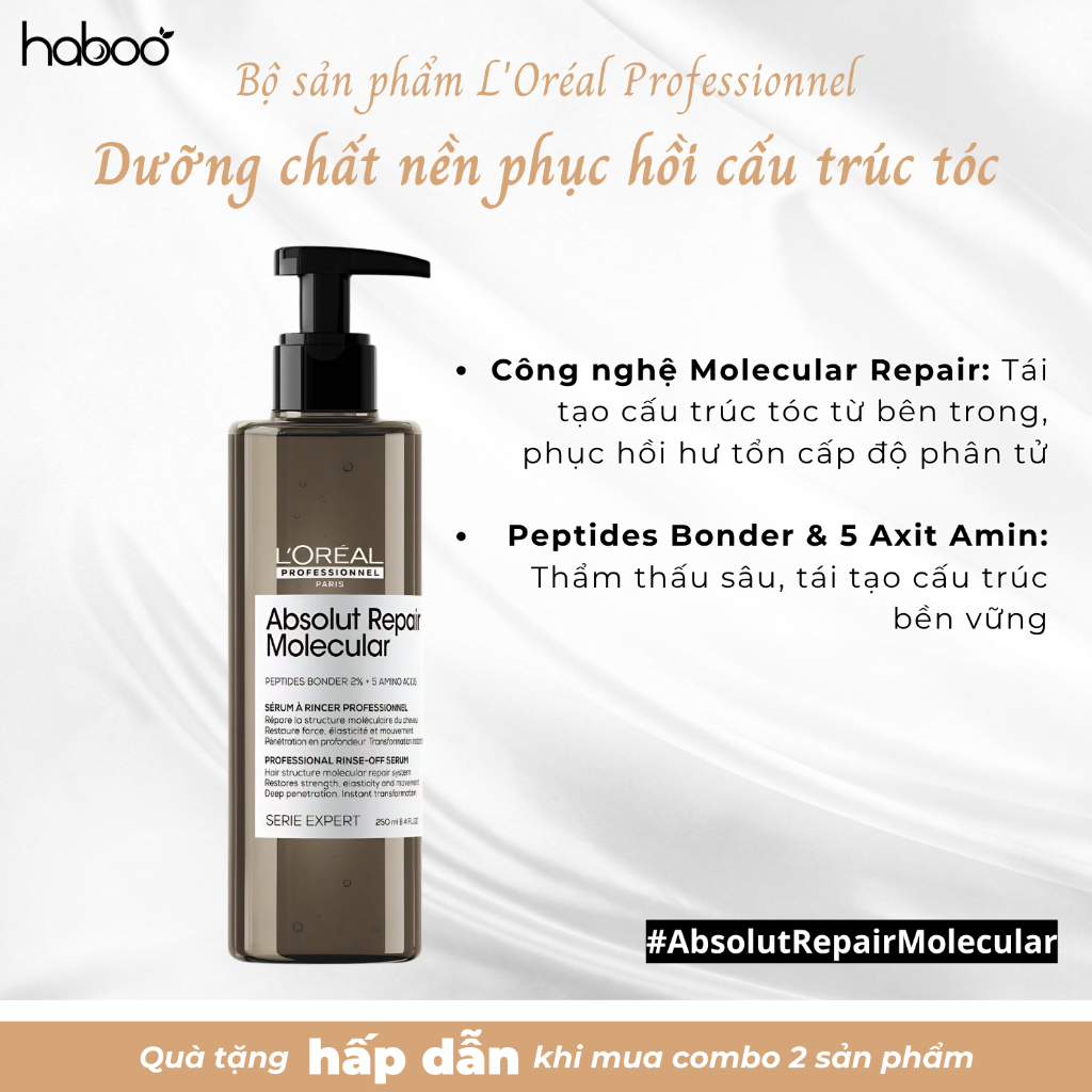 Dưỡng Chất Xả Serum Phục Hồi Tóc Hư Tổn, X3 Chắc Khỏe Từ Lõi Tóc, Giảm Rụng Loreal Absolut Repair Mo