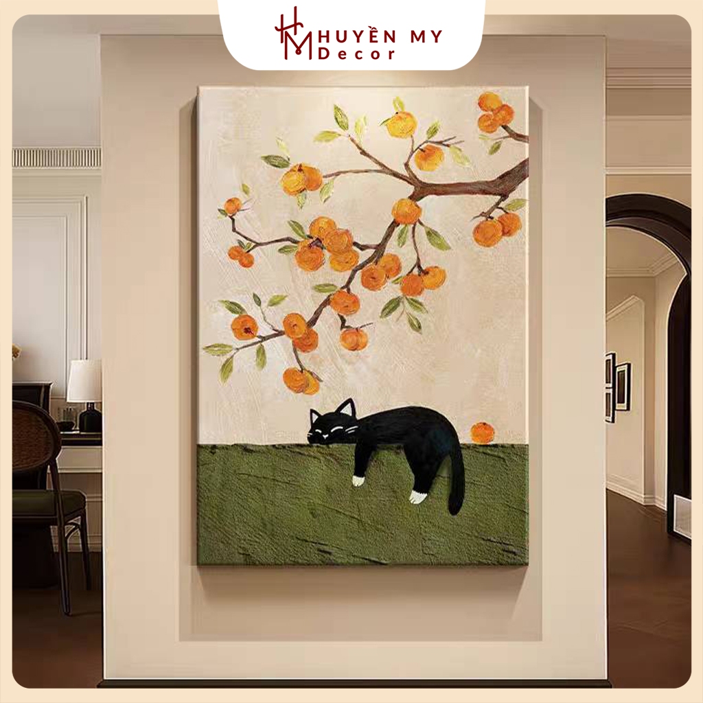 Tranh Đơn Canvas Hình Mèo Treo Tường Dễ Thương , Decor Phòng Khách, Phòng Ngủ, Homestay, Spa, Khách 