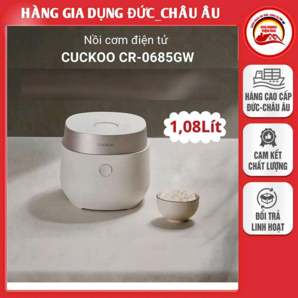 Nồi Cơm Điện Cuckoo CR-0685GW 1.08L 630W Đa Chức Năng Nấu Tự Động, Lòng Nồi Chống Dính