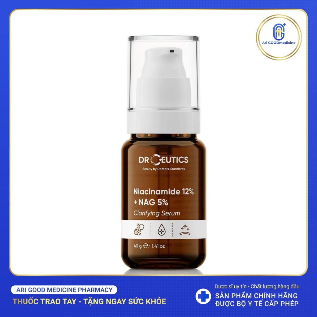 B3 12% Serum DrCeutics Niacinamide Basic B3 12%, Giảm Mụn, Mờ Thâm, Kiềm Dầu (40g)