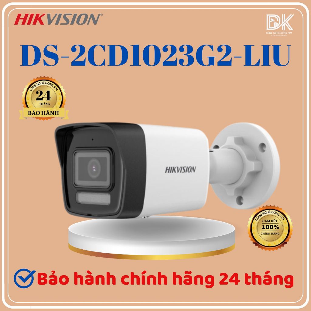 Camera IP HIKVISION Thân trụ 2MP/4MP – DS-2CD1023G2-LIU/DS-2CD1043G2-LIU Tích hợp Micro Chính hãng
