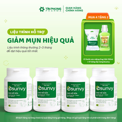 TPBVSK Esunvy Hỗ Trợ Giảm Bã Nhờn, Hỗ Trợ Giảm Mụn Combo 4 Hộp 30 Viên