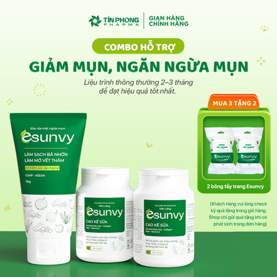 TPBVSK Esunvy Hỗ Trợ Giảm Bã Nhờn, Hỗ Trợ Giảm Mụn Combo 2 Hộp 30 Viên