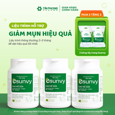 TPBVSK Esunvy Hỗ Trợ Giảm Bã Nhờn, Hỗ Trợ Giảm Mụn Combo 3 Hộp 30 Viên