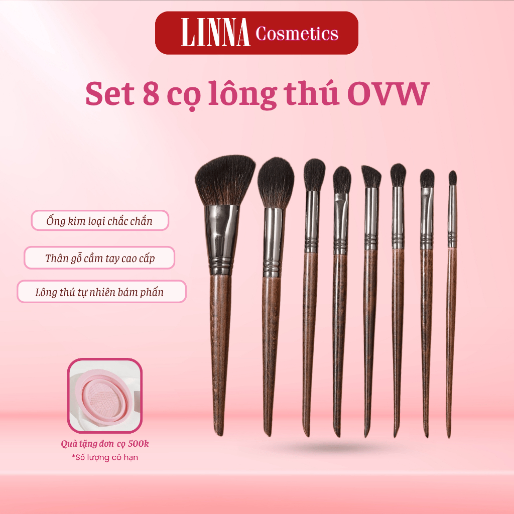 Bộ Cọ Trang Điểm OVW 8 Cây Lông Thú Mềm Mại Cao Cấp, Tán Phấn Tốt, Thiết Kế Sang Trọng Chuyên Nghiệp
