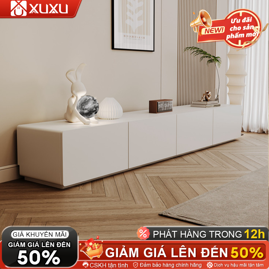 Kệ Tivi Màu Kem Phong Cách Hàn Quốc Tối Giản Hiện Đại Có Ngăn Kéo 120/140/160cm Phòng Khách Đẹp | BigBuy360 - bigbuy360.vn
