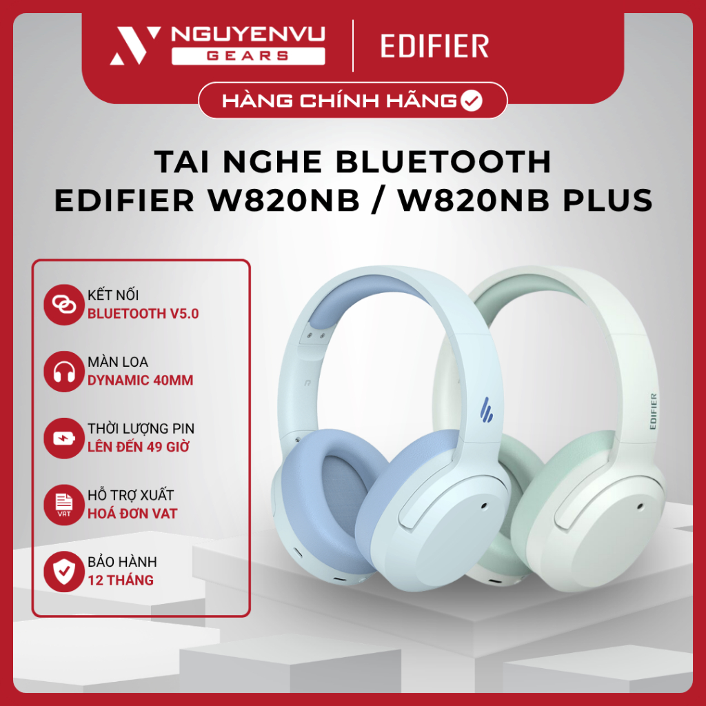 [Full VAT] Tai nghe Bluetooth Edifier W820NB / W820NB Plus - Chống ồn ANC - BH 12 Tháng