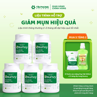 TPBVSK Esunvy Hỗ Trợ Giảm Bã Nhờn, Hỗ Trợ Giảm Mụn Hộp 30 Viên Combo 5 hộp