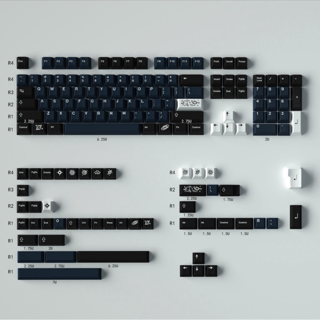 Keycap GMK Cherry Galaxy dark PBT dyesub (Base + Novelties)
