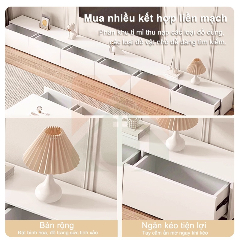 Kệ Tivi Màu Kem Phong Cách Hàn Quốc Tối Giản Hiện Đại Có Ngăn Kéo 120/140/160cm Phòng Khách Đẹp | BigBuy360 - bigbuy360.vn