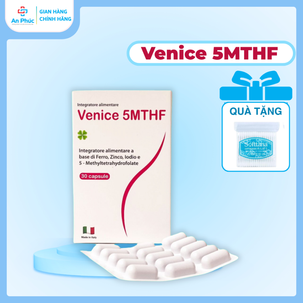 Venice 5MTHF Bổ Sung 5MTHF, Sắt, Kẽm, iot Cho Phụ Nữ Mang Thai Và Đang Có Nhu Cầu Mang Thai ( 30V )