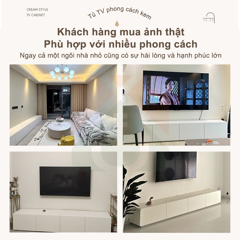 Kệ Tivi Màu Kem Phong Cách Hàn Quốc Tối Giản Hiện Đại Có Ngăn Kéo 120/140/160cm Phòng Khách Đẹp | BigBuy360 - bigbuy360.vn
