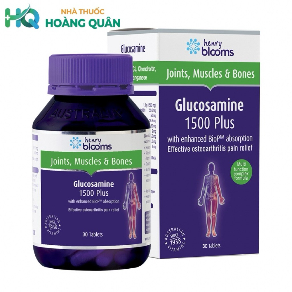 Viên uống hỗ trợ xương khớp Glucosamine 1500 Plus Henry Blooms 30 - 90 viên