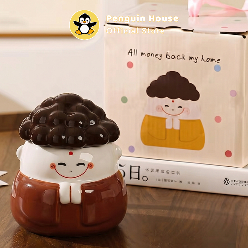 [Penguin] Cốc sứ cute Lucky 350ml ly sứ decor, ly sứ uống nước, cốc uống nước dễ thương