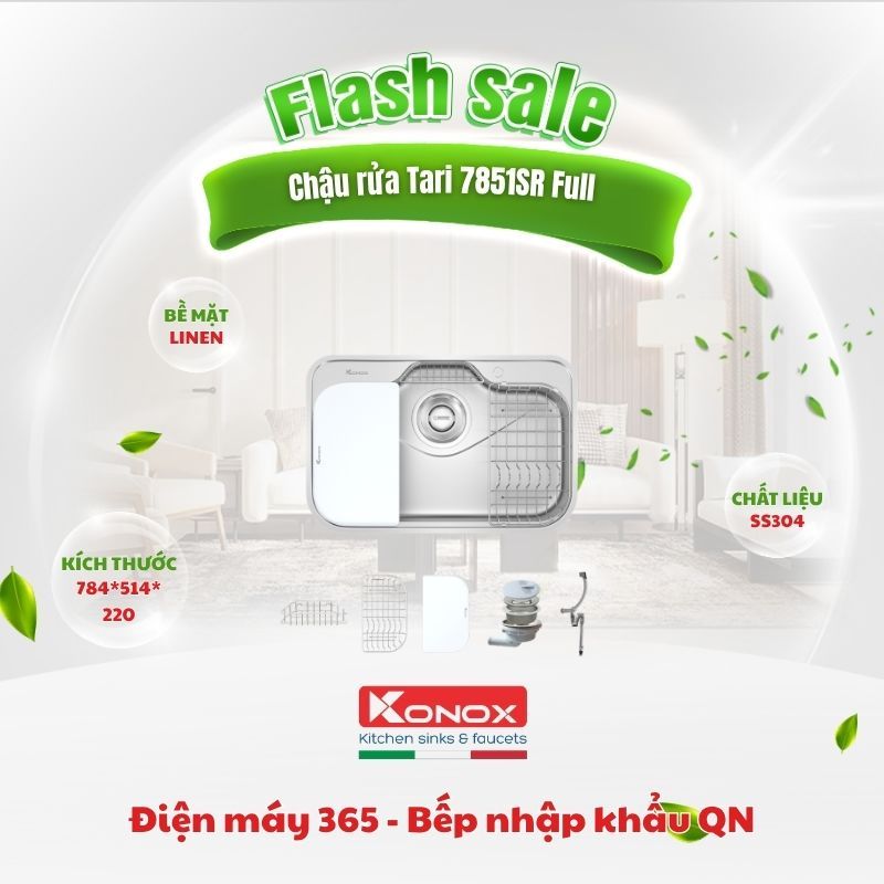 Chậu rửa bát Konox Tari 7851SR là dòng chậu 1 hố phong cách Nhật, nổi bật với thiết kế tối giản nhưn