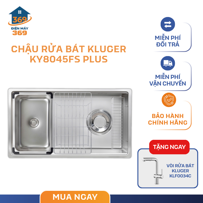 Chậu Rửa Bát Kluger KY8045FS – S80 Basic/ Plus – Ép Khuôn Liền Khối – Bề Mặt Chống Xước - SMC