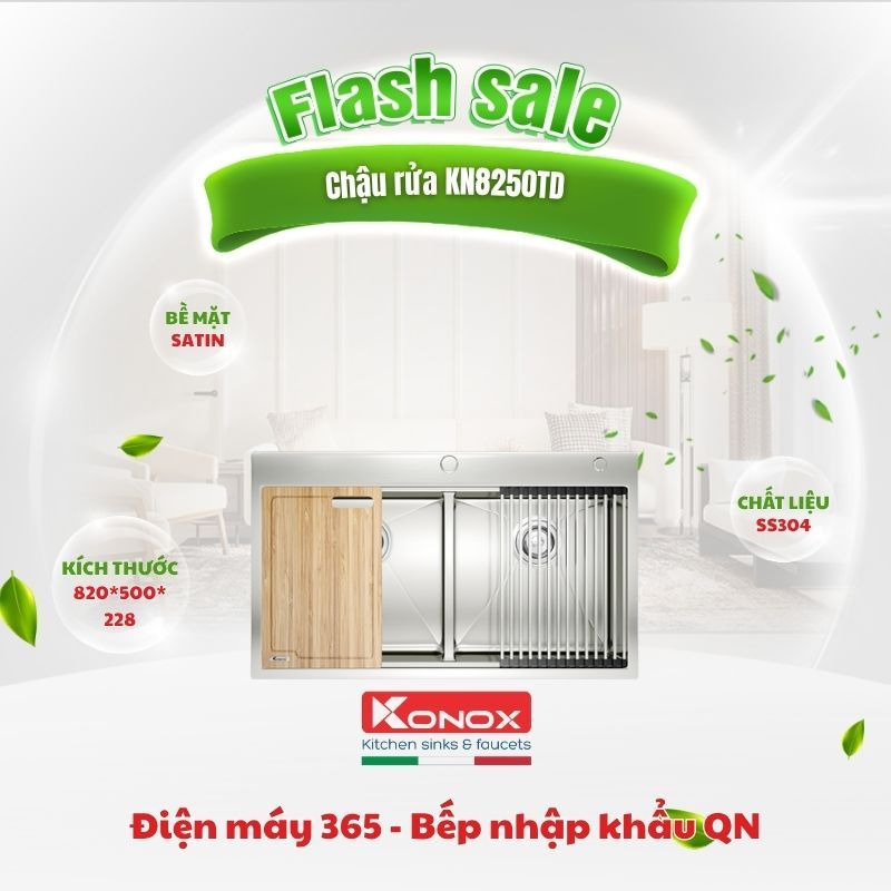 Chậu Rửa Bát Konox Workstation – Topmount Sink KN8250TD thiết kế thông minh tích hợp gờ trượt phụ ki