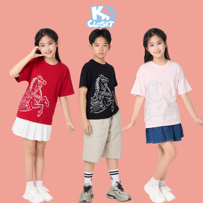Áo Phông Cộc Tay K'S CLOSET Chất Liệu Vải Cotton From Thoải Mái Cho Bé Trai Và Bé Gái (2-14 tuổi) từ 12kg-65kg KT281SIS