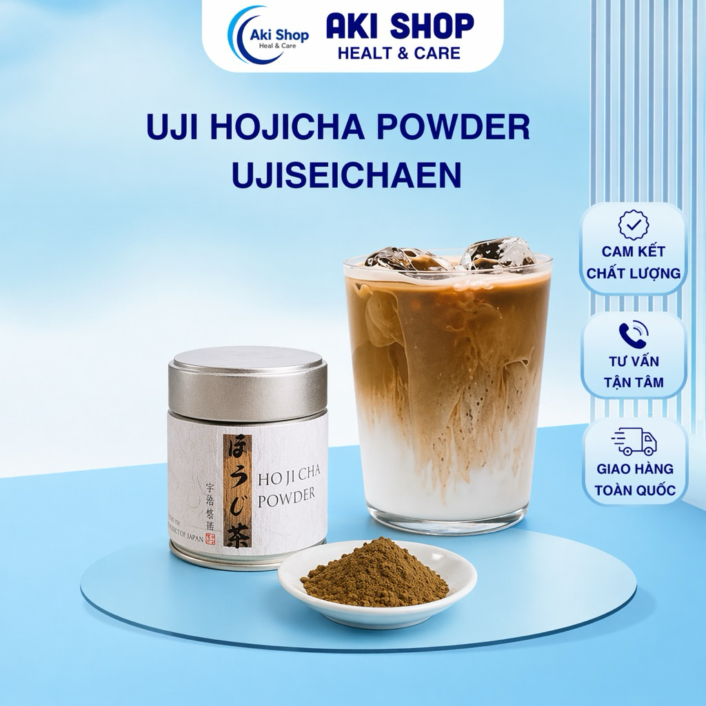 Bột Trà Rang Hojicha Uji Powder Hãng Ujiseichaen Uji Kyoto Nhật Bản Hũ 40g