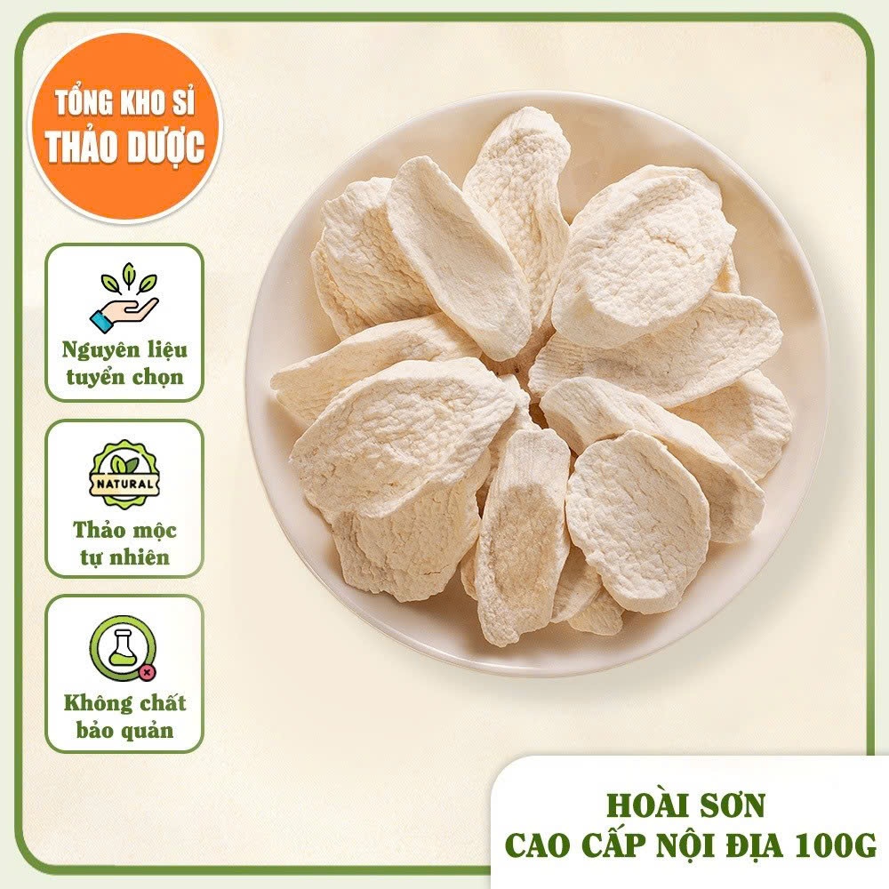 Hoài sơn thượng hạng 100g, củ mài thái lát, không tẩy trắng, dùng nấu cháo, nấu chè, hầm gà