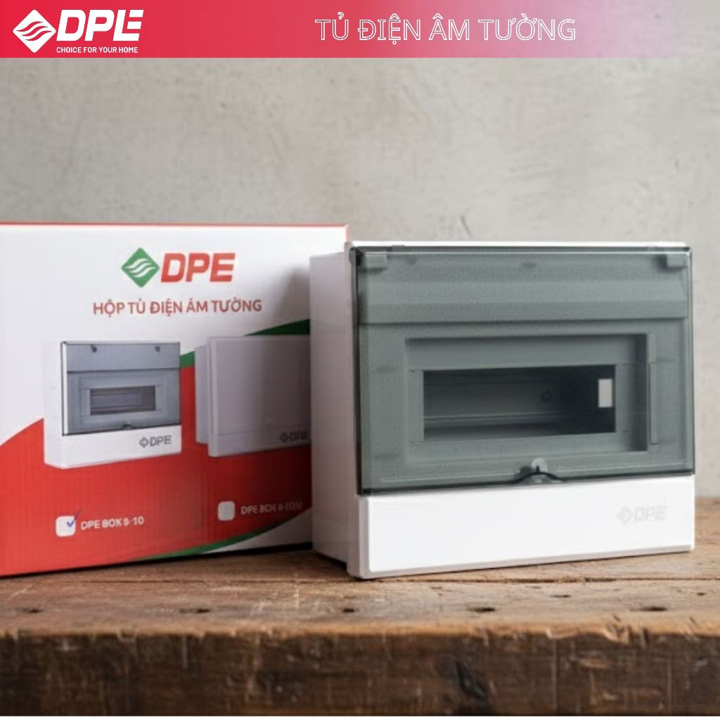 Tủ điện âm tương, mặt phẳng trong suốt, sang trọng, đa dạng số lượng Tủ điện at cài 1 pha 2 pha