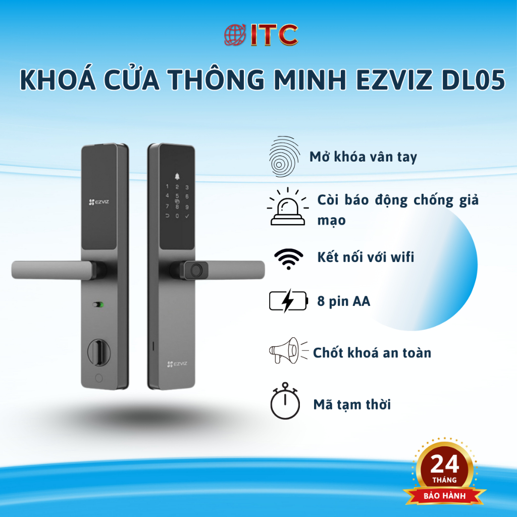 Khóa cửa thông minh vân tay điện tử Ezviz DL05, nhiều chế độ mở khoá an toàn cho gia đình