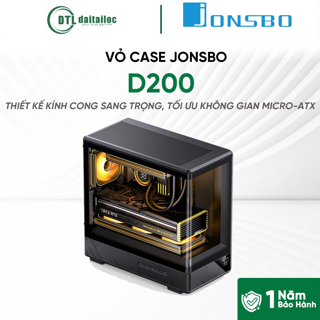 CASE JONSBO D200 BLACK MATX KÍNH CONG | CHÍNH HÃNG | BẢO HÀNH 12 THÁNG