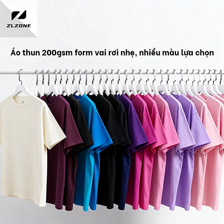 Z06 - Áo thun cotton unisex form rộng rớt vai, áo phông tay lỡ oversize, mềm thoáng không xù, 7 màu