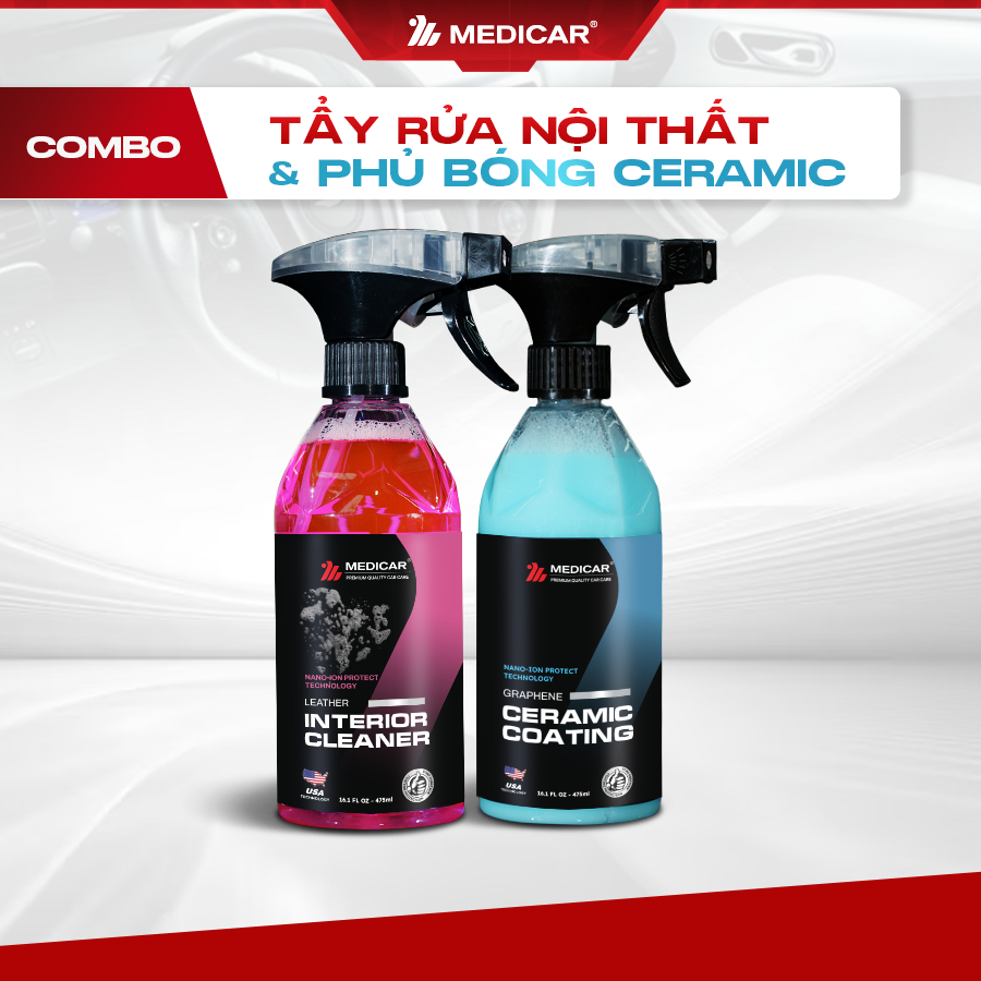 COMBO Vệ Sinh Nội Thất & Phủ Bóng Ceramic Coating MEDICAR Car Care, Chăm Sóc Ô Tô Toàn Diện