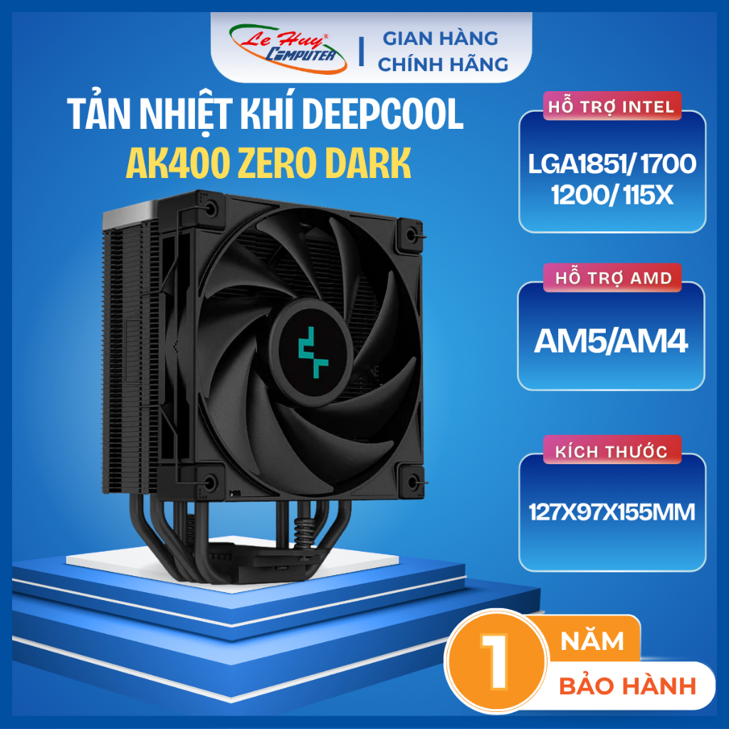 Tản nhiệt khí Deepcool AK400 ZERO DARK - Hàng Chính Hãng